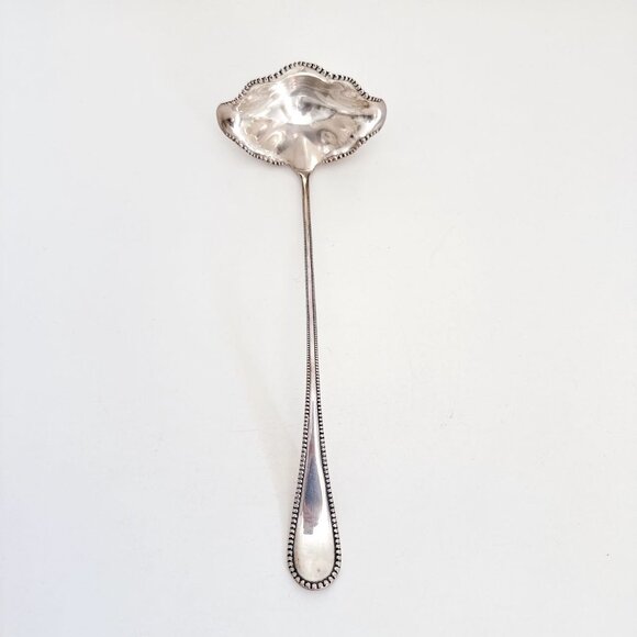 WM A ROGERS BEADED DOUBLE SIDED PUNCH SOUP LADLE 15" LONG - Picture 3 of 10